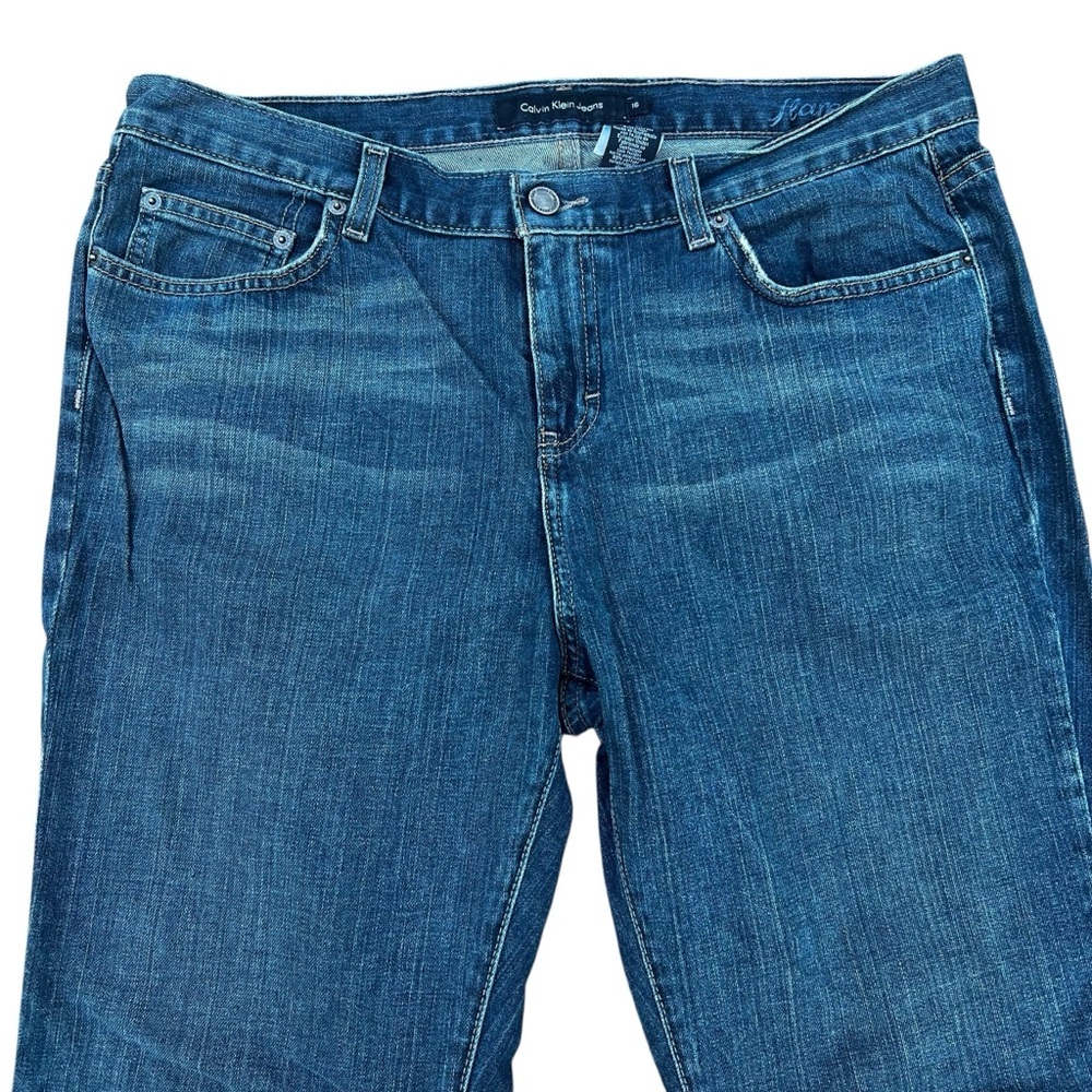 Calvin Klein Vintage Y2K Jeans Women's Flare 17N Blue Faded WB94A22 Size 16 L30 - Picture 2 of 13